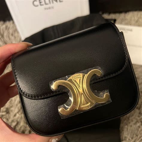 celine mini triomphe black|Celine triomphe wallet.